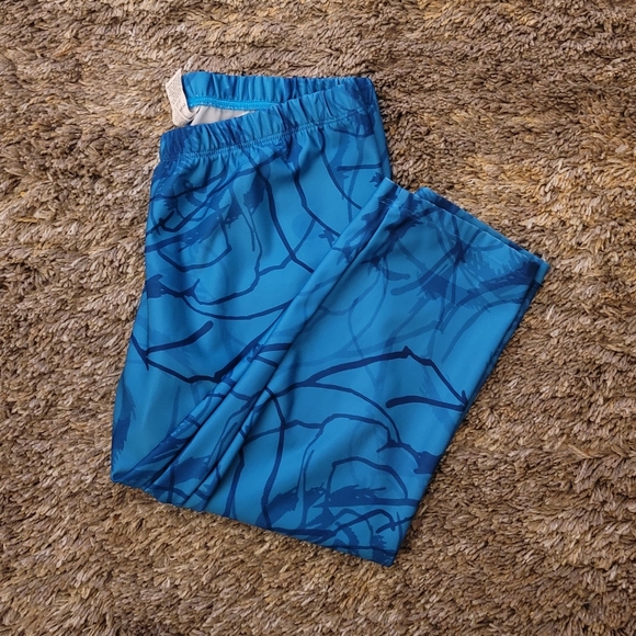 Under Armour Blue Floral Print Cropped Workout Pants M - Picture 6 of 9